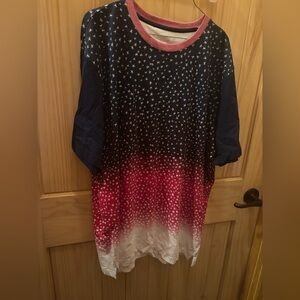 Greg Norman patriotic Starry Blue and Red Ombre Top men XL